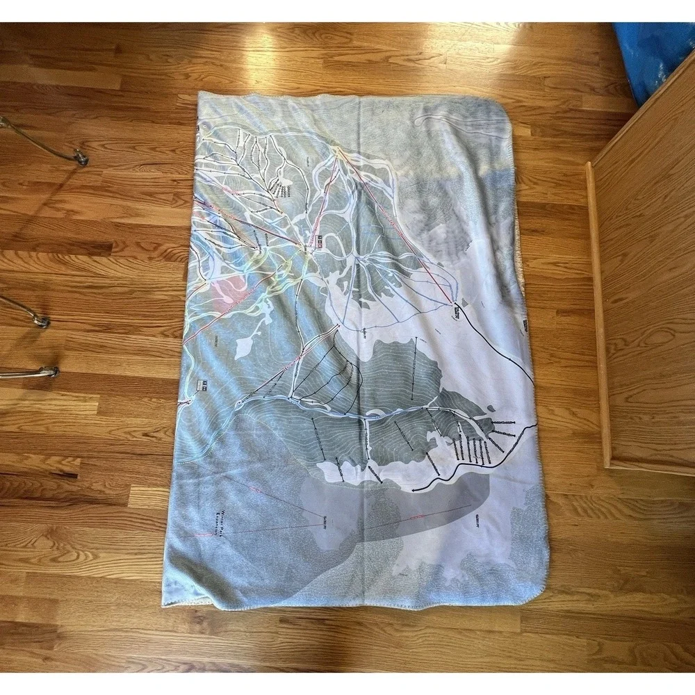 Winter Park Ski Map Throw‎ Blanket Polyester Terry Tash SkiMap Art